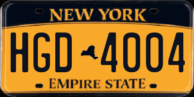 NY license plate HGD4004