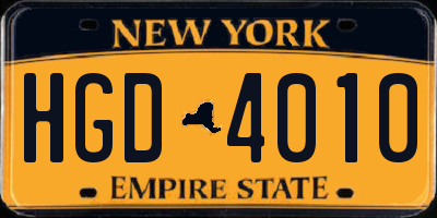 NY license plate HGD4010