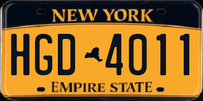 NY license plate HGD4011