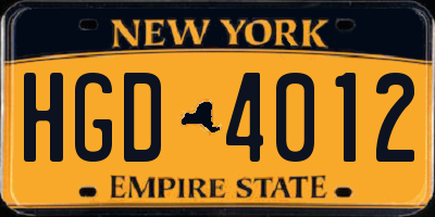 NY license plate HGD4012
