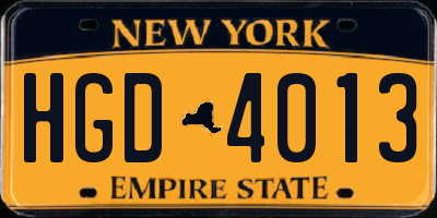 NY license plate HGD4013