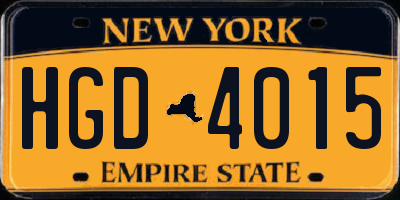NY license plate HGD4015