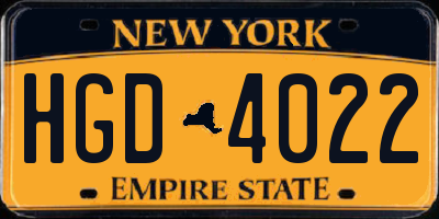 NY license plate HGD4022