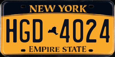 NY license plate HGD4024
