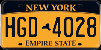 NY license plate HGD4028