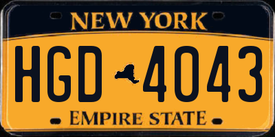 NY license plate HGD4043