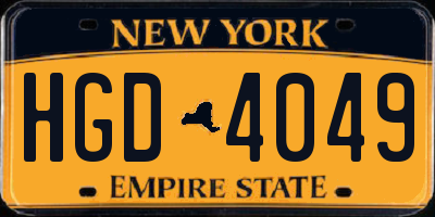 NY license plate HGD4049