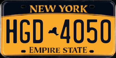 NY license plate HGD4050