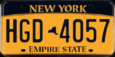 NY license plate HGD4057