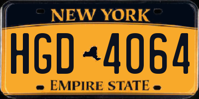 NY license plate HGD4064