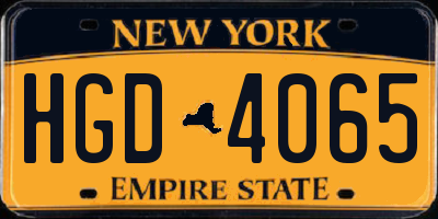 NY license plate HGD4065