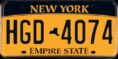 NY license plate HGD4074