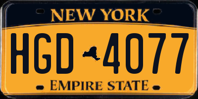 NY license plate HGD4077