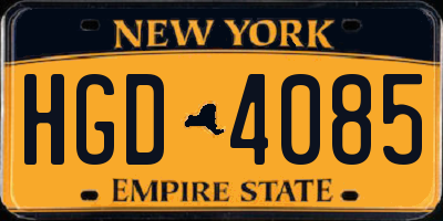 NY license plate HGD4085