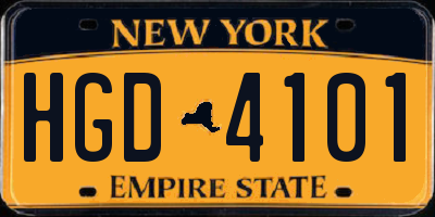 NY license plate HGD4101