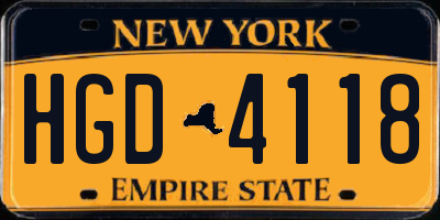 NY license plate HGD4118