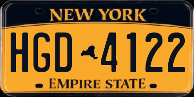 NY license plate HGD4122