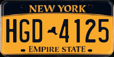 NY license plate HGD4125