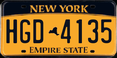 NY license plate HGD4135