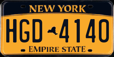 NY license plate HGD4140
