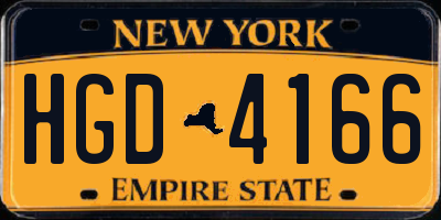 NY license plate HGD4166