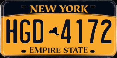NY license plate HGD4172