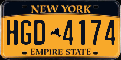 NY license plate HGD4174