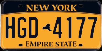 NY license plate HGD4177