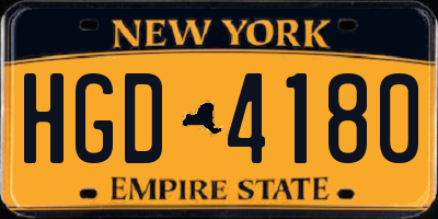 NY license plate HGD4180