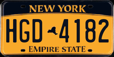 NY license plate HGD4182