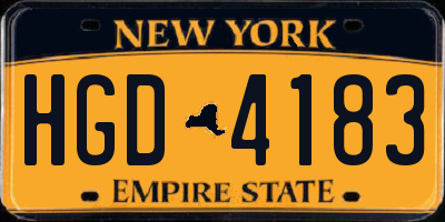 NY license plate HGD4183