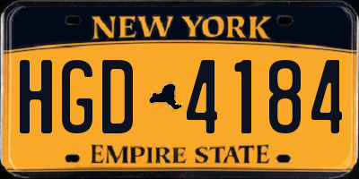 NY license plate HGD4184