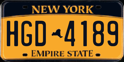 NY license plate HGD4189
