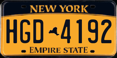 NY license plate HGD4192