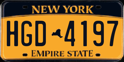 NY license plate HGD4197