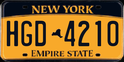NY license plate HGD4210