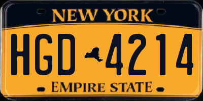 NY license plate HGD4214