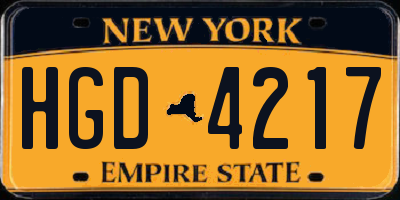 NY license plate HGD4217