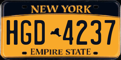 NY license plate HGD4237