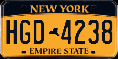 NY license plate HGD4238