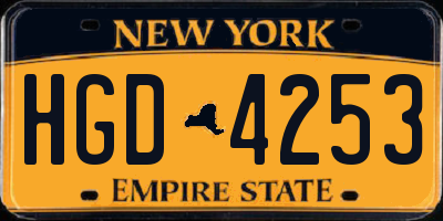 NY license plate HGD4253