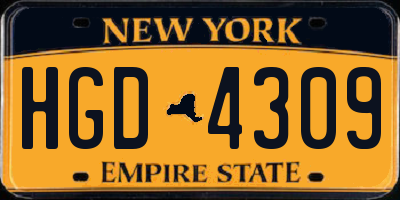 NY license plate HGD4309