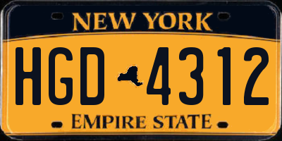 NY license plate HGD4312
