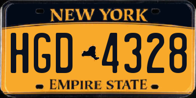 NY license plate HGD4328