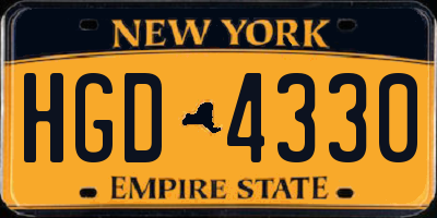 NY license plate HGD4330