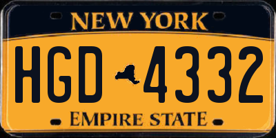 NY license plate HGD4332