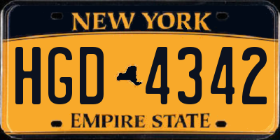 NY license plate HGD4342