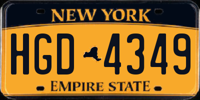 NY license plate HGD4349