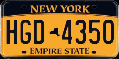 NY license plate HGD4350