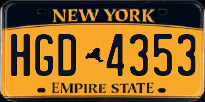 NY license plate HGD4353